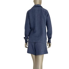 Loro Piana Blue Linen Shirt & Shorts Set - Size 38