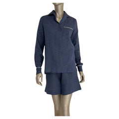 Loro Piana Blue Linen Shirt 
Shorts Set - Size 38