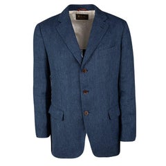 Loro Piana Blue Linen Tailored Blazer L
