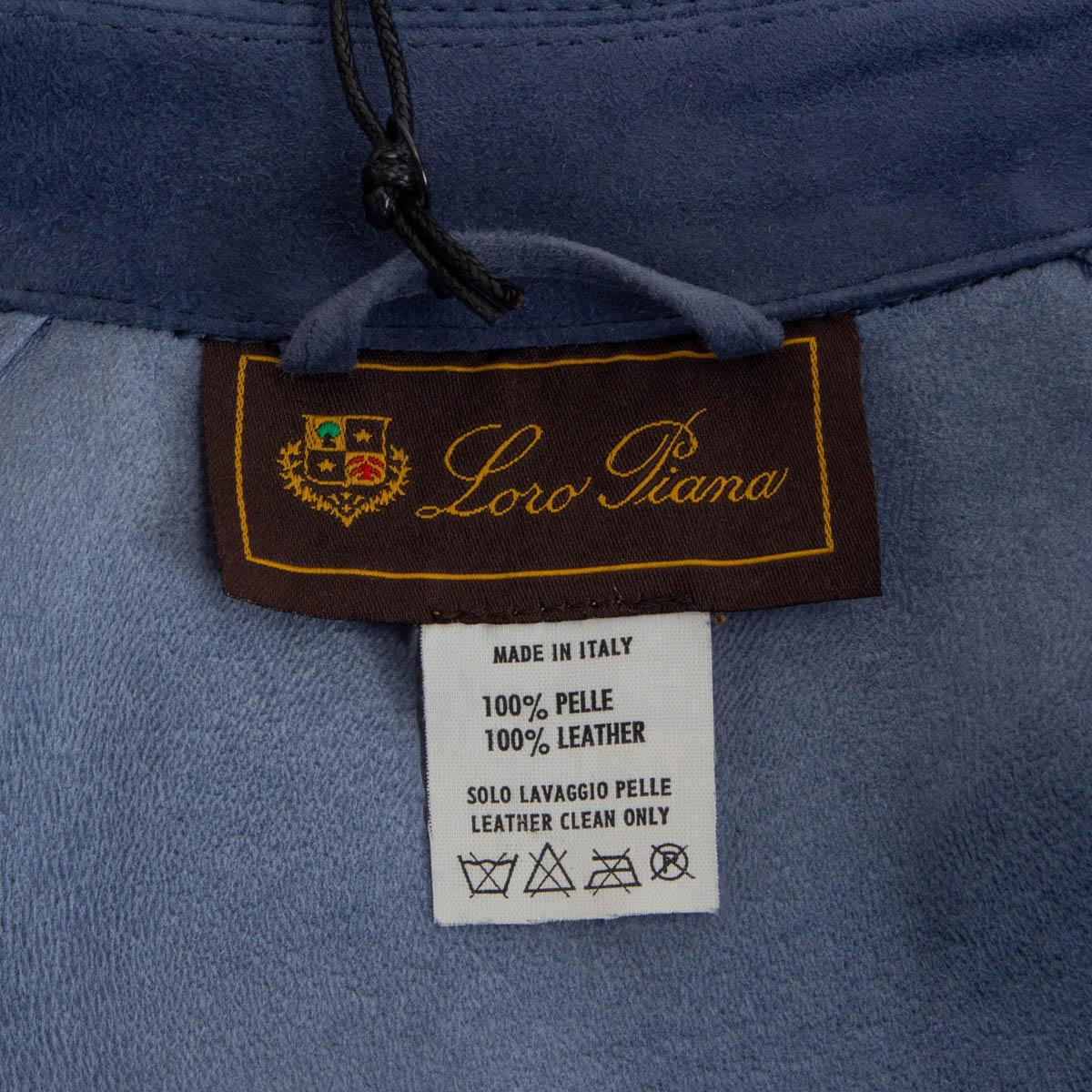 LORO PIANA blue nubuck suede PATCH POCKET LONG Jacket M For Sale 3