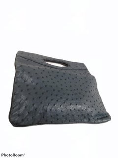 Loro Piana Blue ostrich handle bag clutch