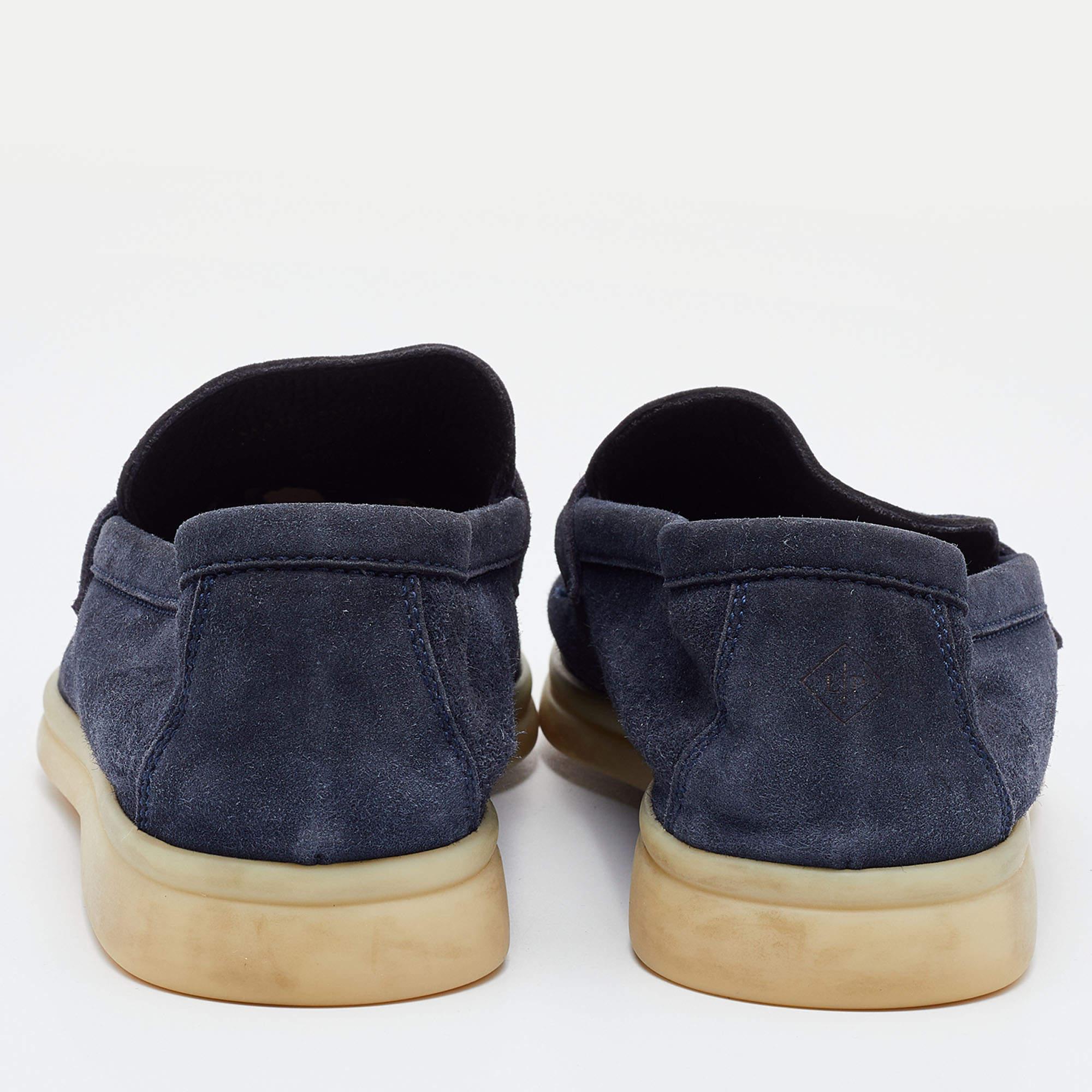 Loro Piana Blue Suede Summer Charms Walk Loafers Size 36.5 In Fair Condition In Dubai, Al Qouz 2