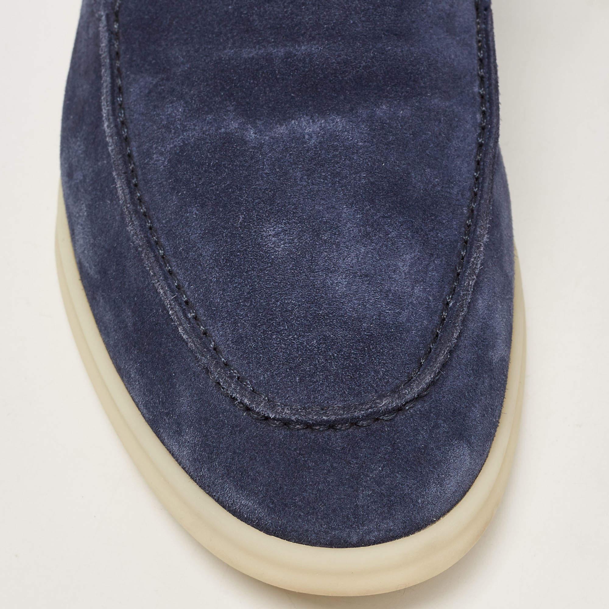Men's Loro Piana Blue Suede Summer Walk Loafers Size 45.5