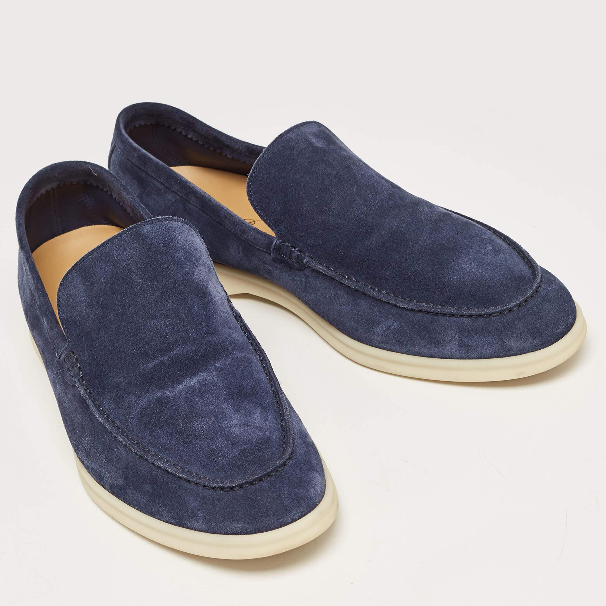 Loro Piana Blue Suede Summer Walk Loafers Size 45.5 1