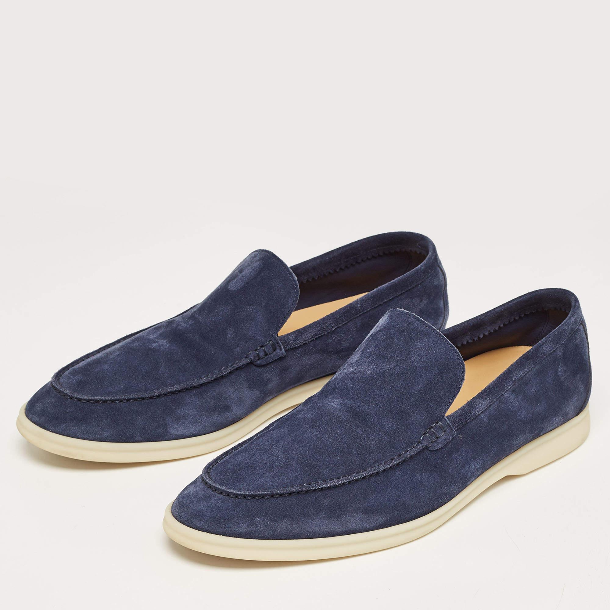 Loro Piana Blue Suede Summer Walk Loafers Size 45.5 2