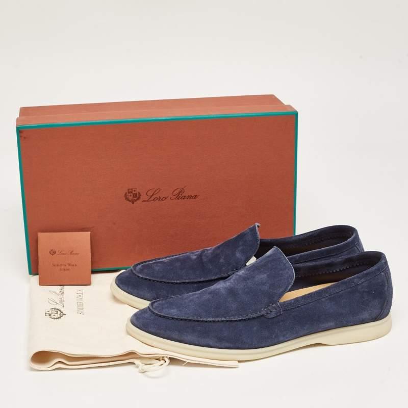 Loro Piana Blue Suede Summer Walk Loafers Size 45.5 3