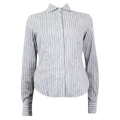 LORO PIANA blue & white cotton  STRIPED Button-Up Shirt 40 S