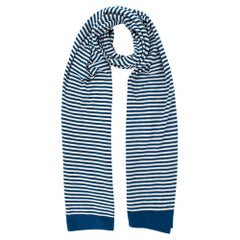 Loro Piana Blue & White Striped Cashmere Scarf