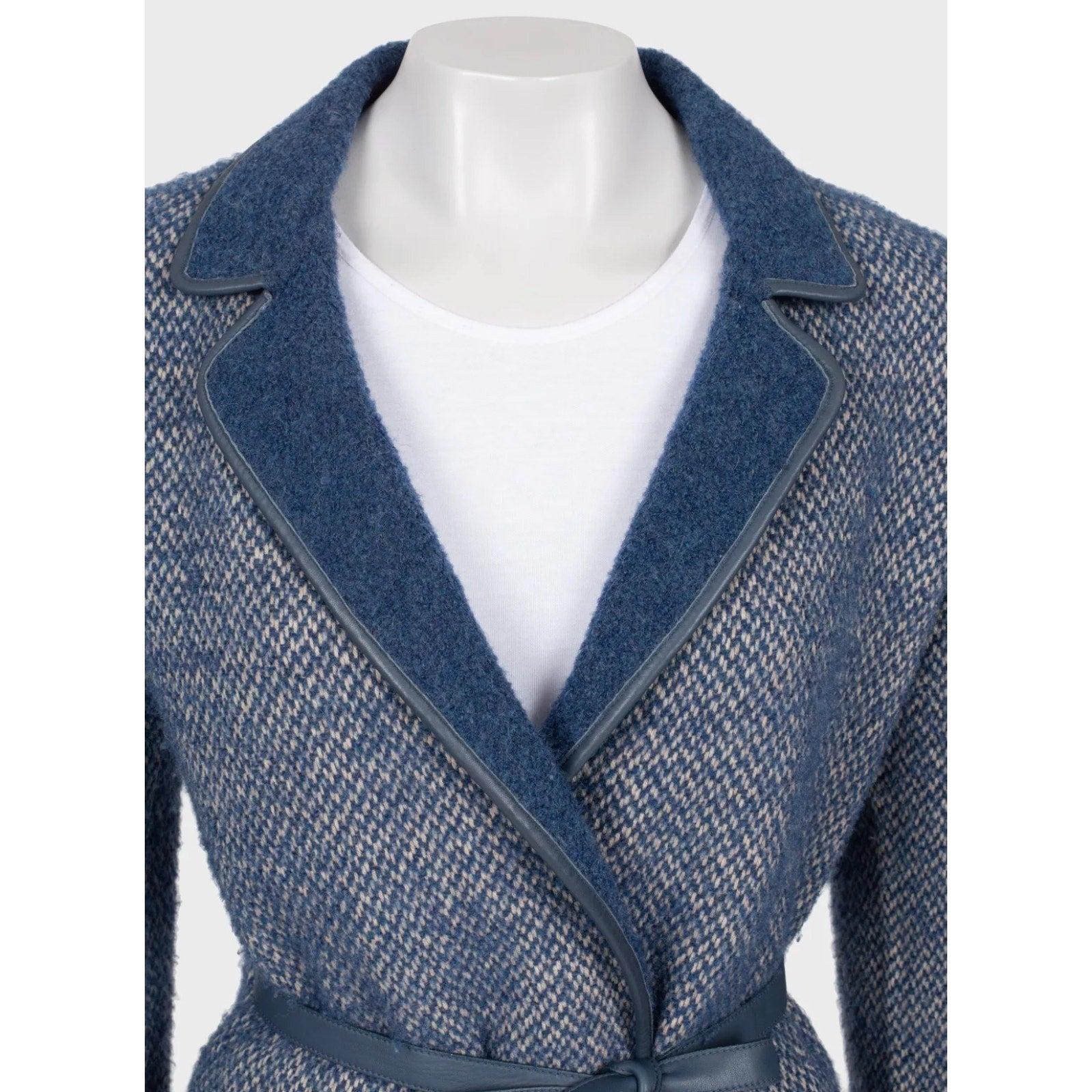 Loro Piana Blue Wool & Alpaca Belted Coat Sz. 40 In Good Condition For Sale In Krakow, PL