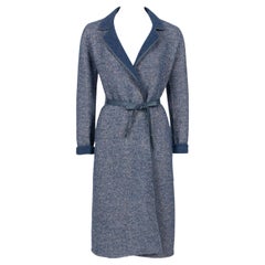 Loro Piana Blue Wool & Alpaca Belted Coat Sz. 40