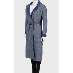 Loro Piana Blue Wool & Alpaca Belted Coat Sz. 42 M