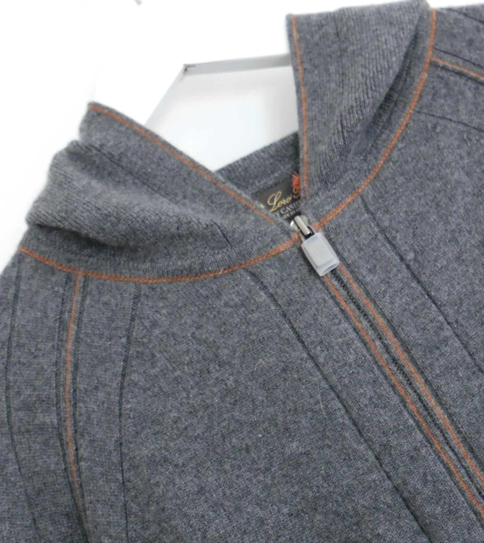 Chaqueta de cachemira para bebé Loro Piana Bomber Cappuccio Merano Gris en venta