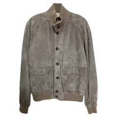 Loro Piana Bomber Jacket in Grey Suede