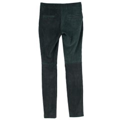 Loro Piana Bottle Green Lambskin Suede Trousers IT 42