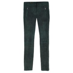 Loro Piana Bottle Green Lambskin Suede Trousers IT 42