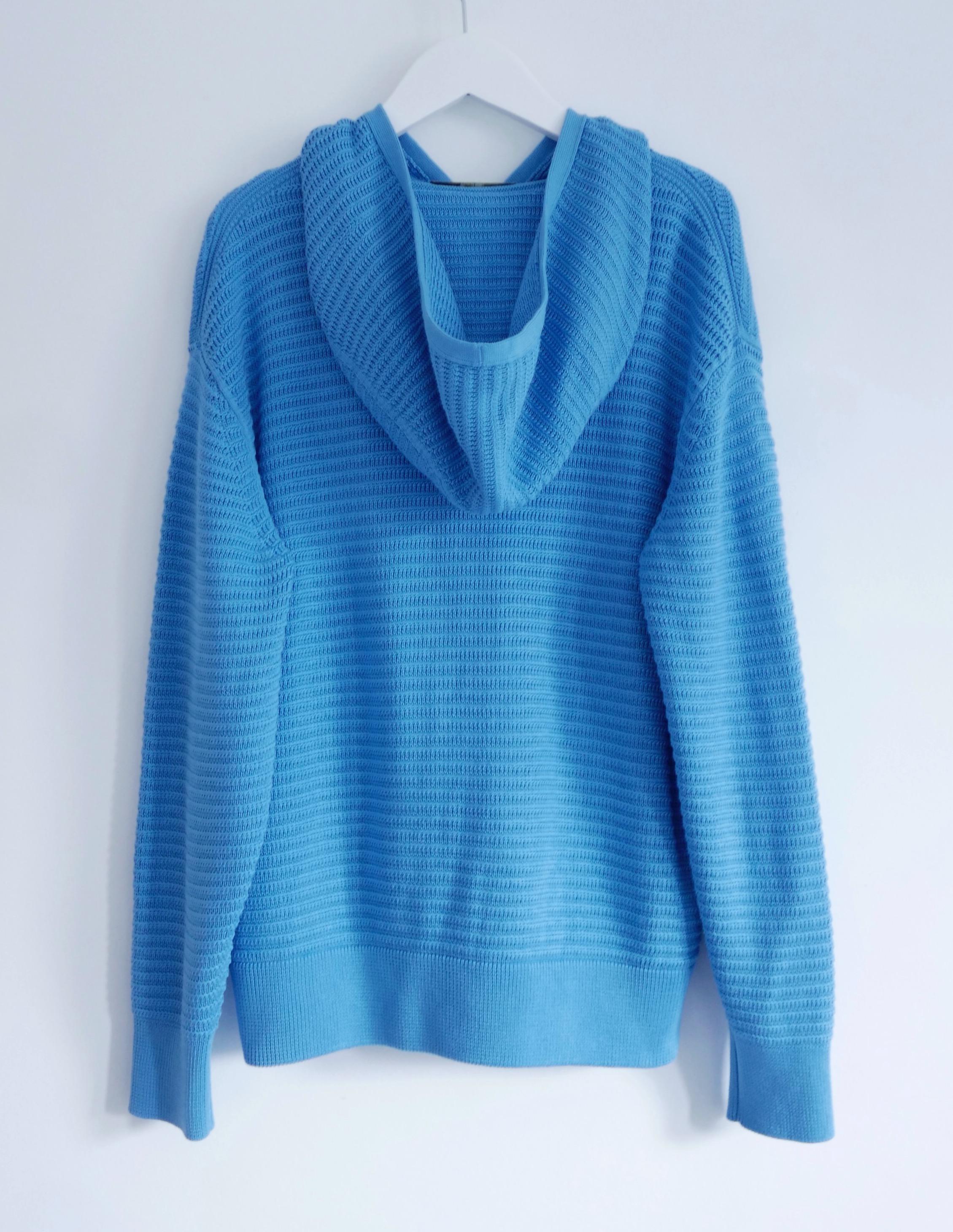 Women's Loro Piana Bright Blue Ribbed Silk & Cotton Cardigan Jacket For Sale