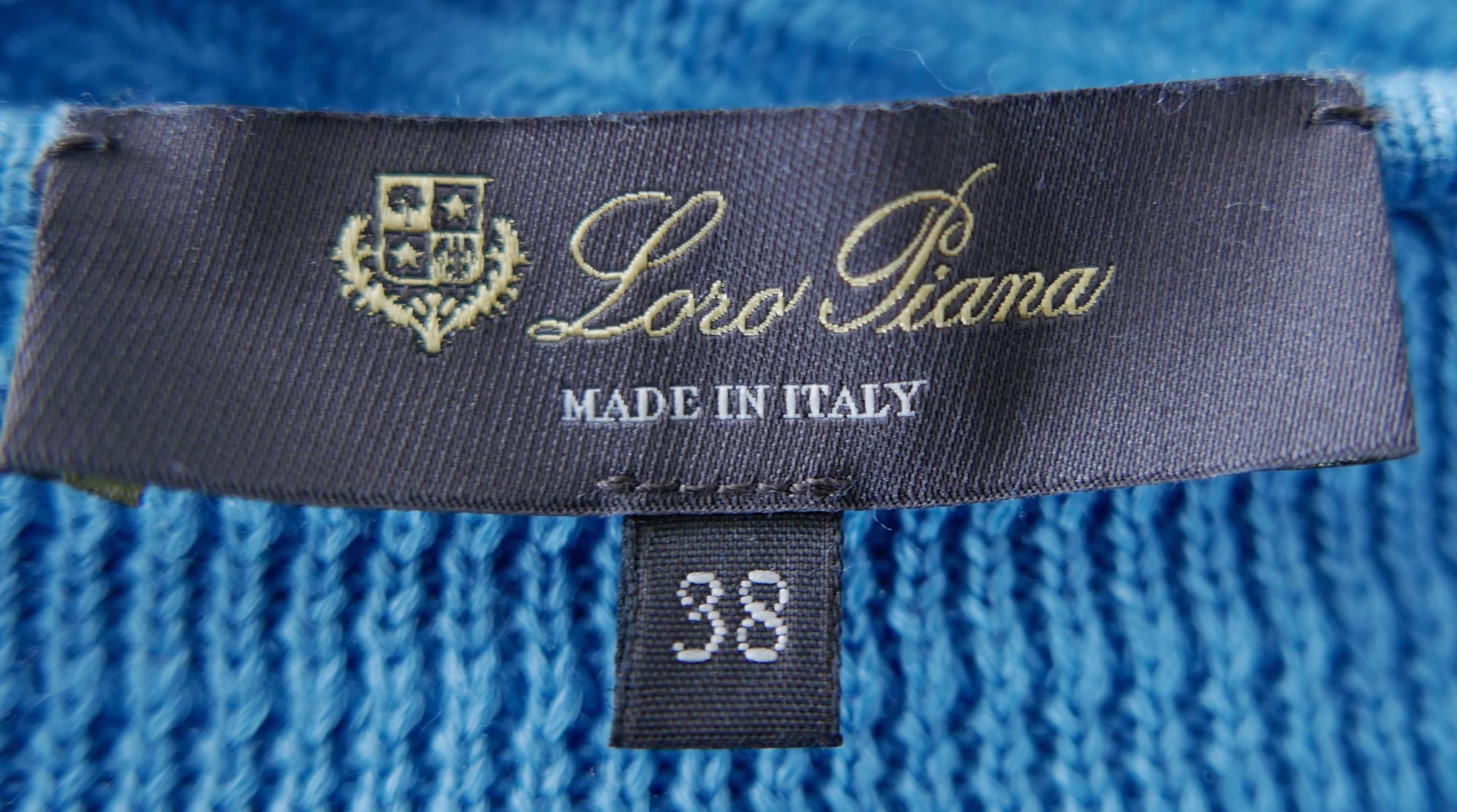 Loro Piana Bright Blue Ribbed Silk & Cotton Cardigan Jacket For Sale 2