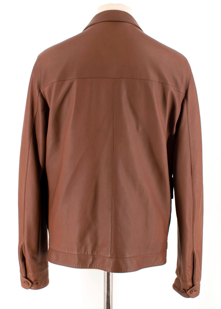 Loro Piana Brown Button-Down Leather Jacket M 1