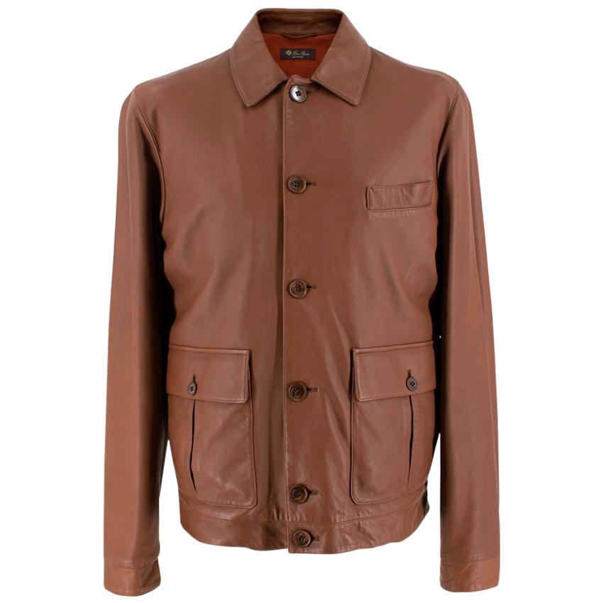 Loro Piana Brown Button-Down Leather Jacket M