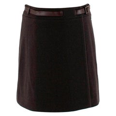 Loro Piana Brown Cashmere Blend Wrap Belted Mini Skirt - Size US 4
