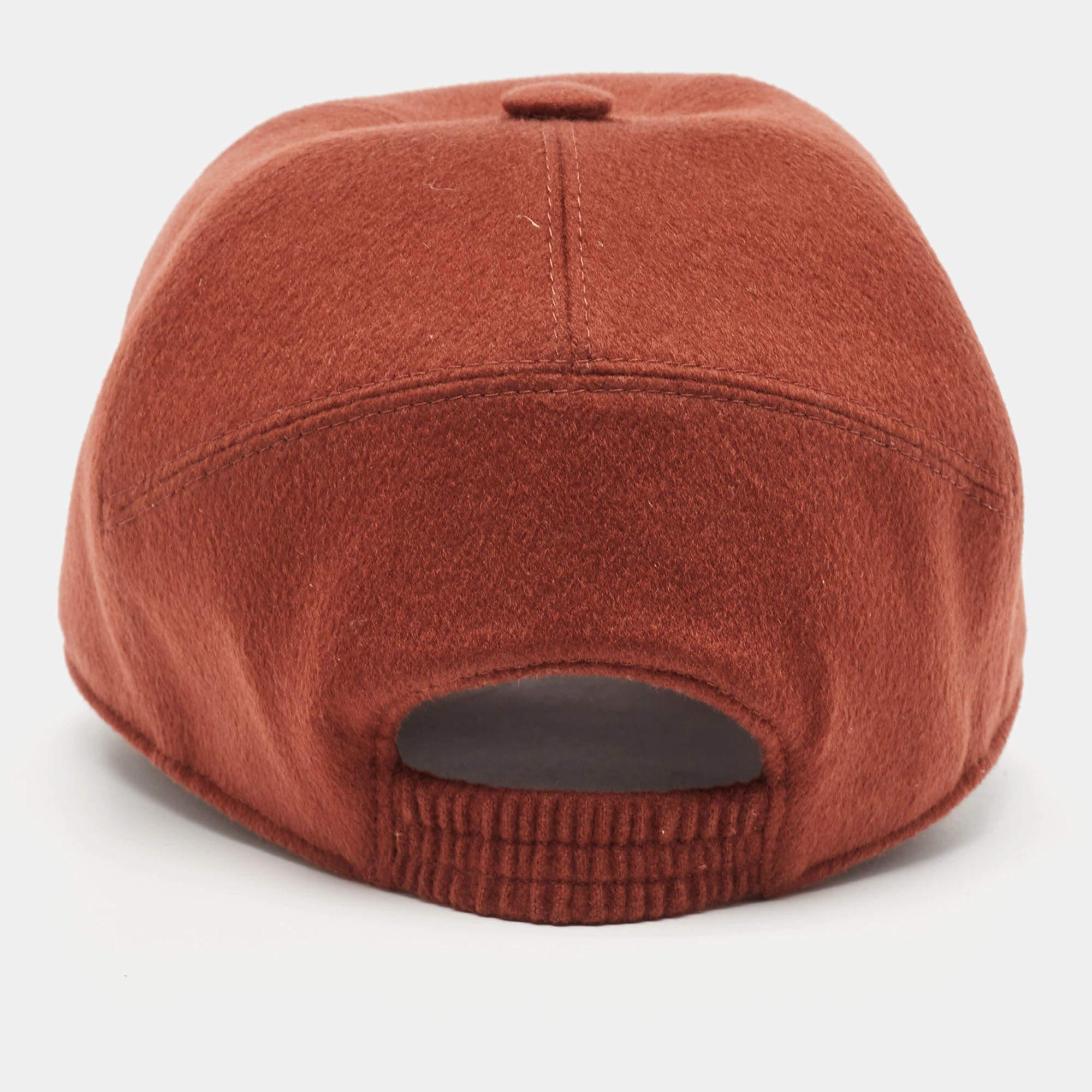 Loro Piana Brown Cashmere Green Storm System Baseball Cap S In Excellent Condition In Dubai, Al Qouz 2