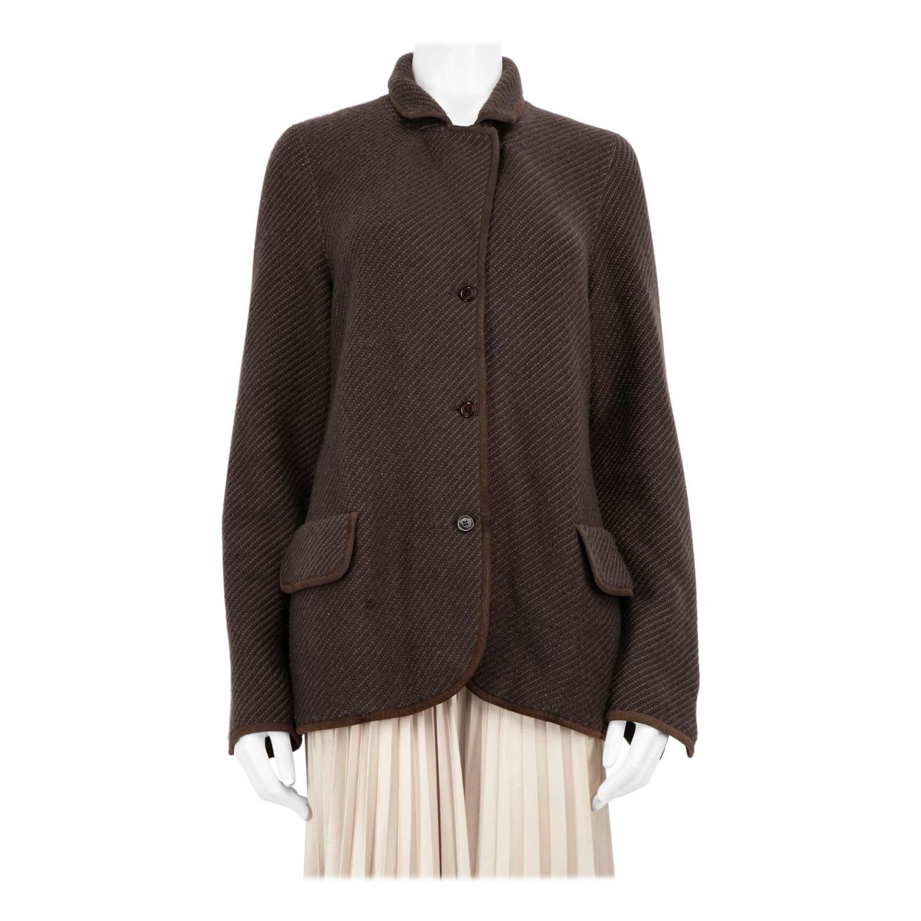 Loro Piana Brown Cashmere Knit Blazer Size M