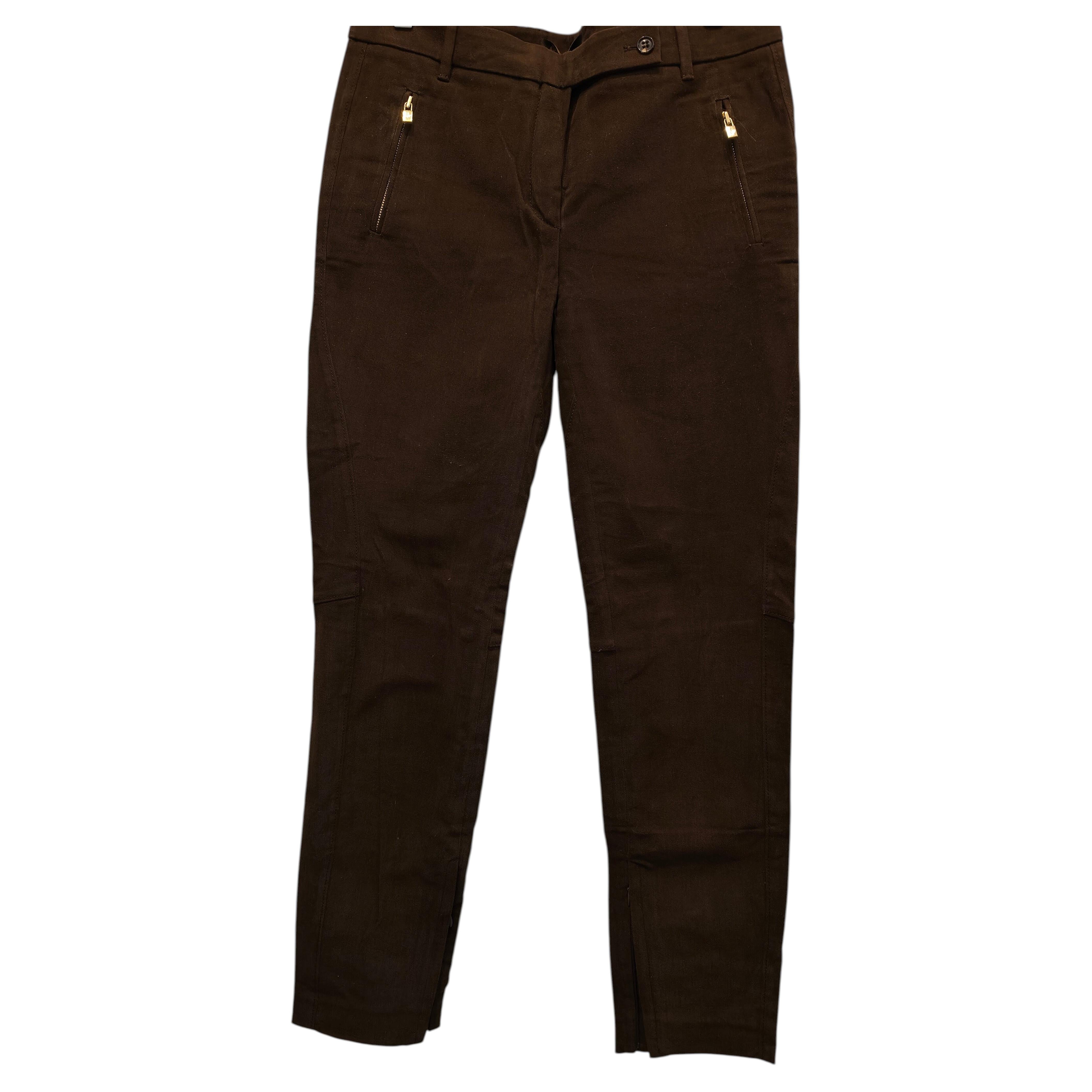 Loro Piana Women's Brown Cotton Pants, Size IT 44, Made in Italy