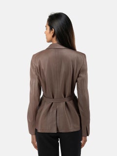 Loro Piana Brown Deer Leather Belted Blazer Size L