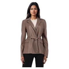 Loro Piana Brown Deer Leather Belted Blazer Size L