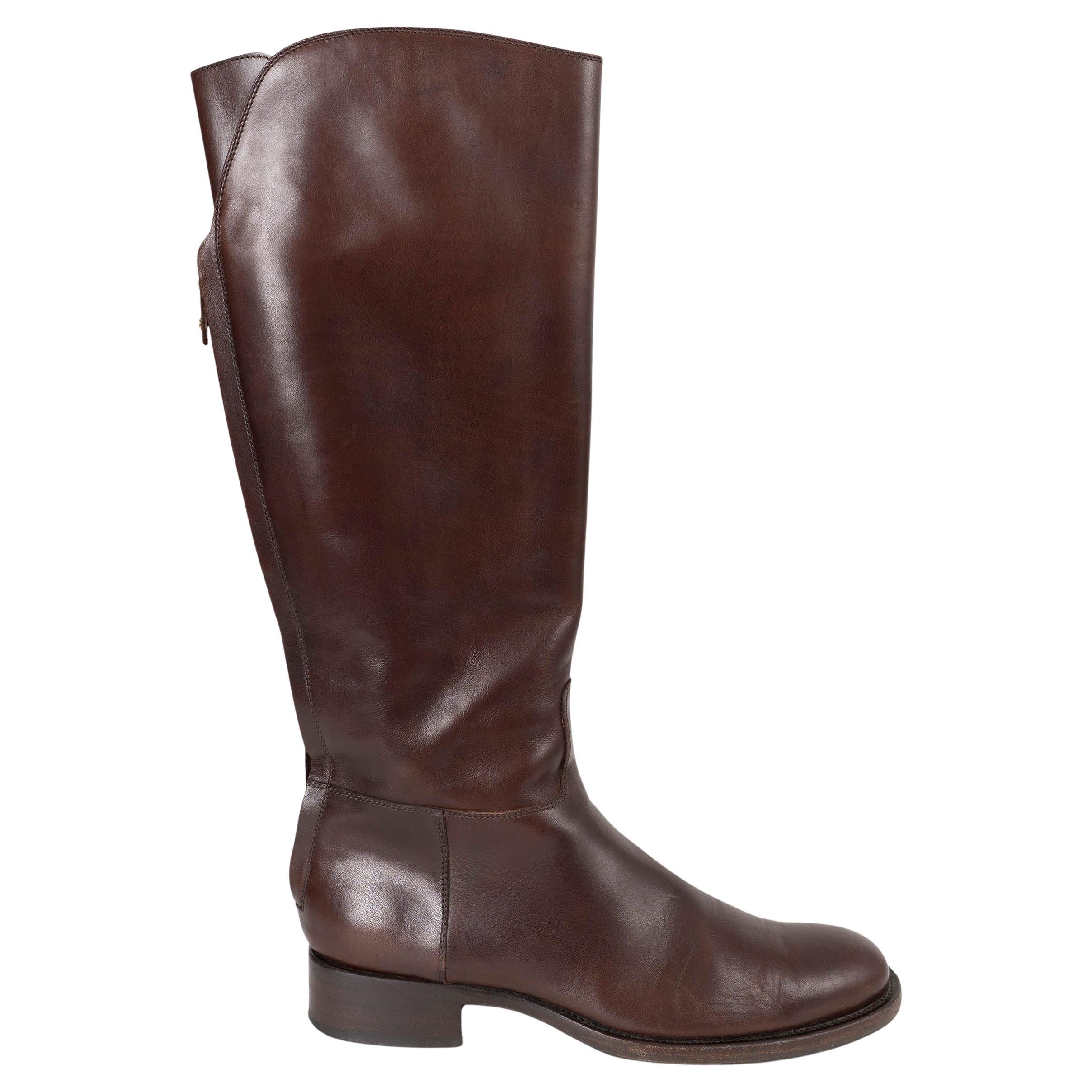 LORO PIANA cuir marron 2023 WELLY RIDING Bottes Chaussures 38 en vente