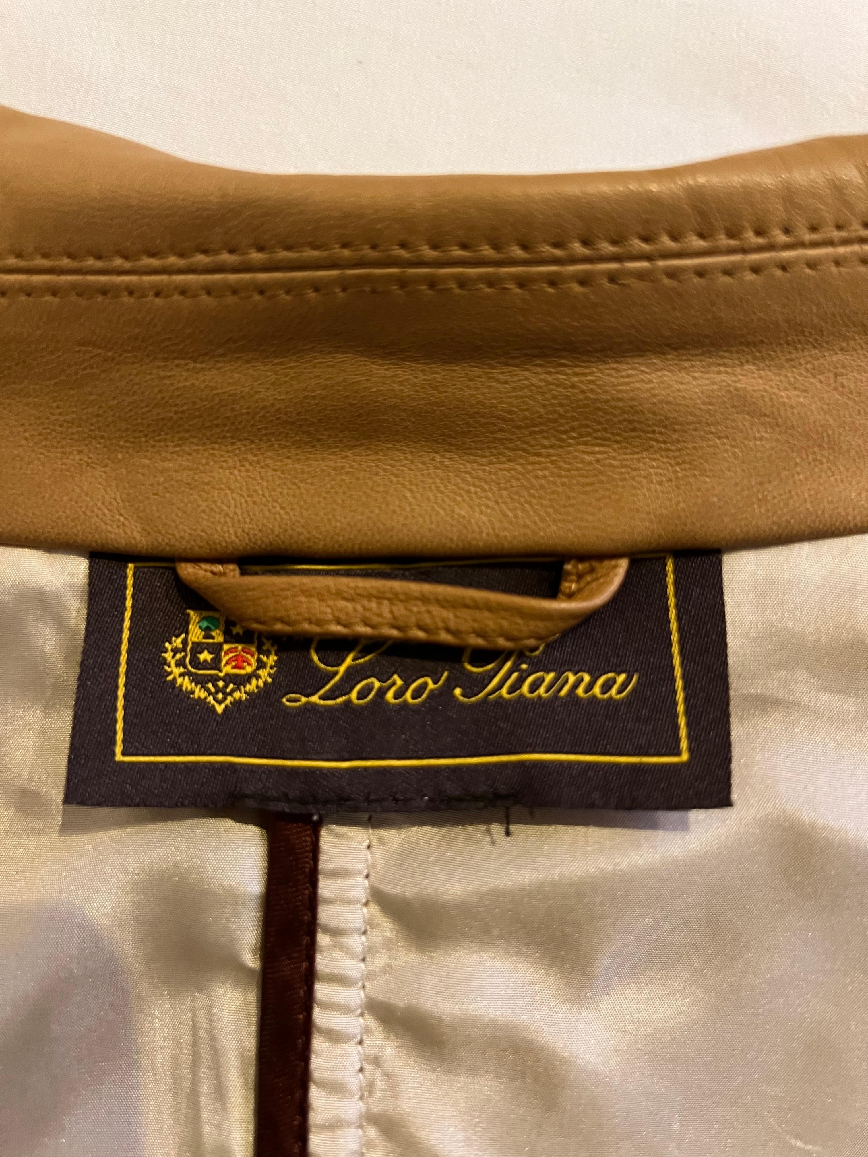 Loro Piana Braune Lederjacke, Größe 38 im Angebot 6