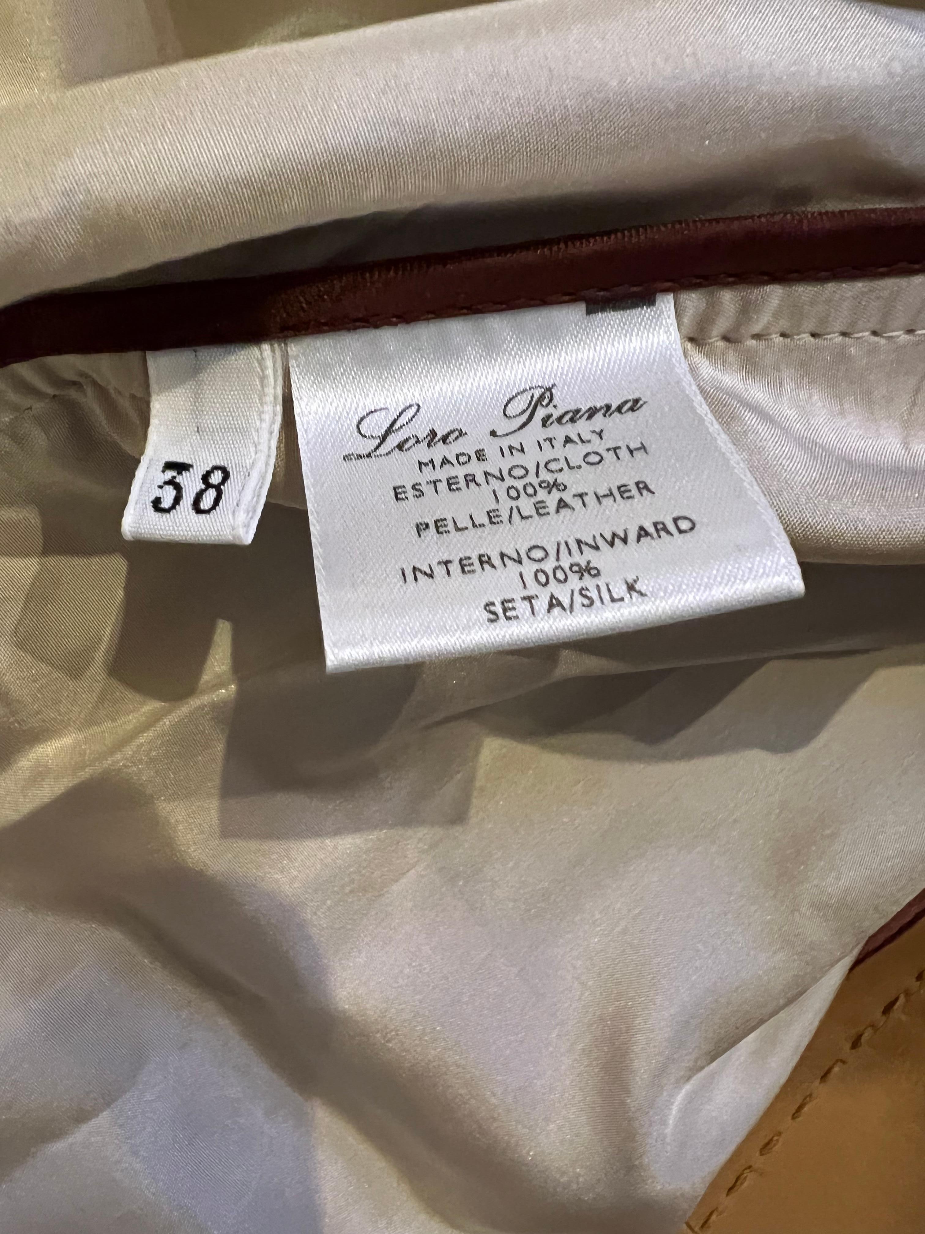 Loro Piana Brown Leather Jacket, Size 38 For Sale 7