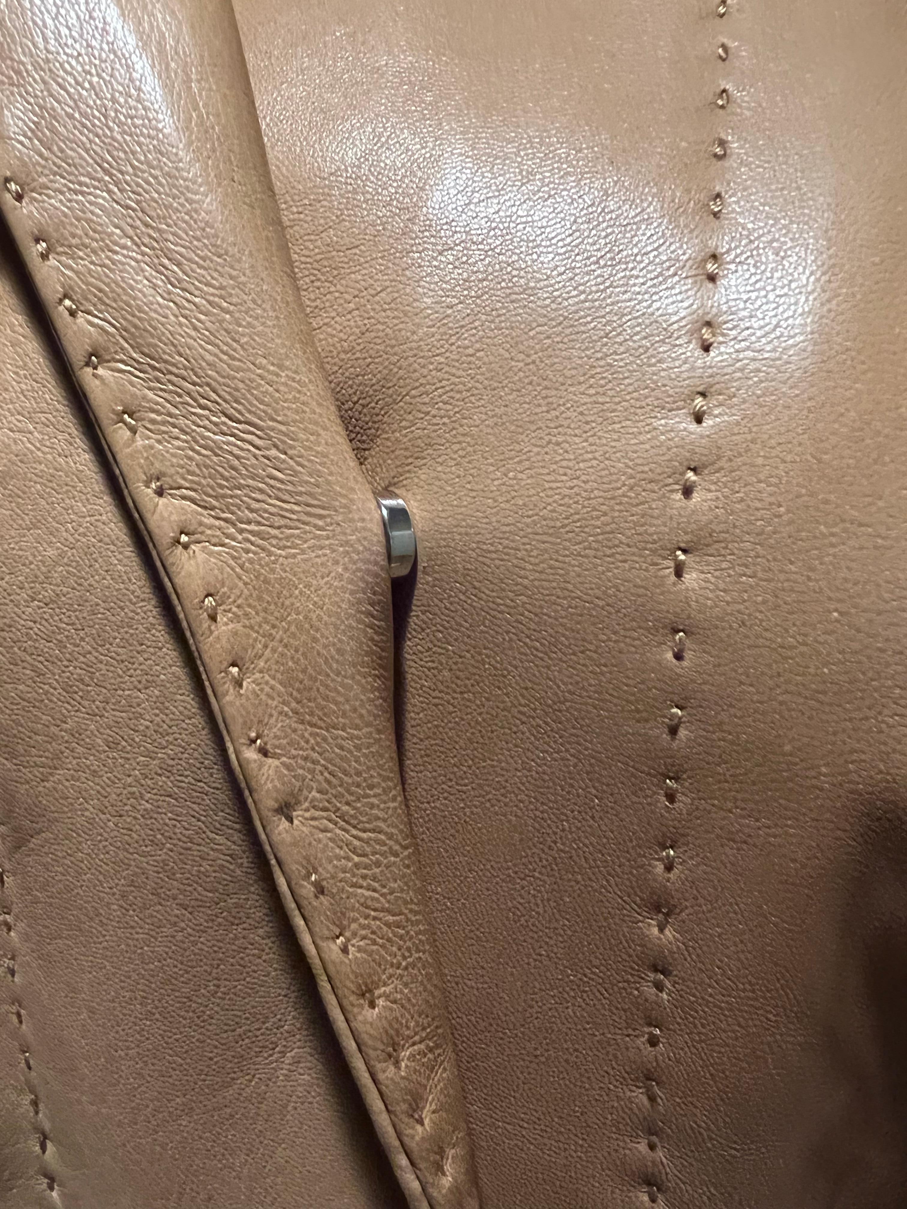 Loro Piana Brown Leather Jacket, Size 38 For Sale 2