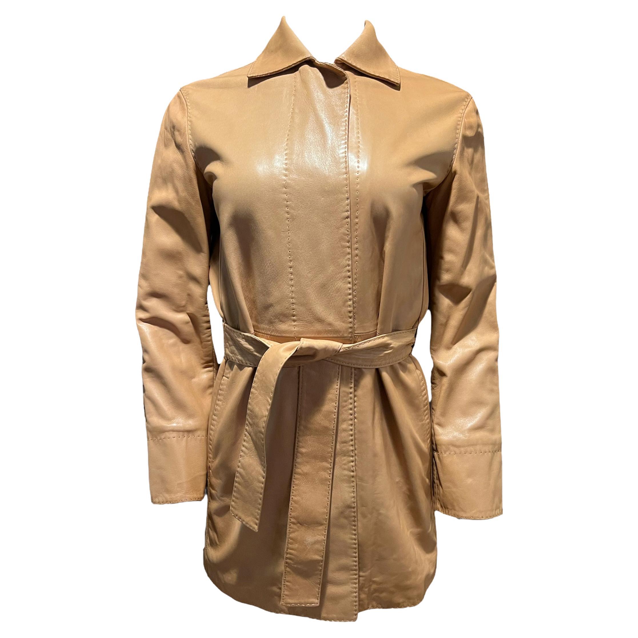 Giacca in pelle marrone di Loro Piana, taglia 38