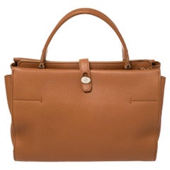 Loro Piana Brown Leather Petite Odessa Top Handle Bag