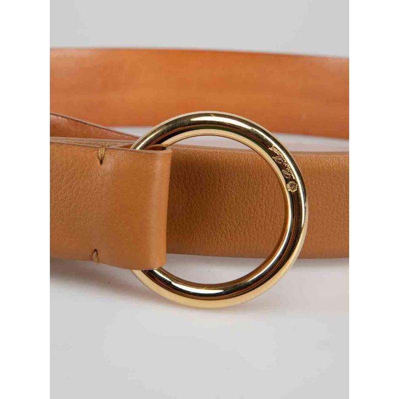 Women's Loro Piana Brown Leather Ring Fastening Belt