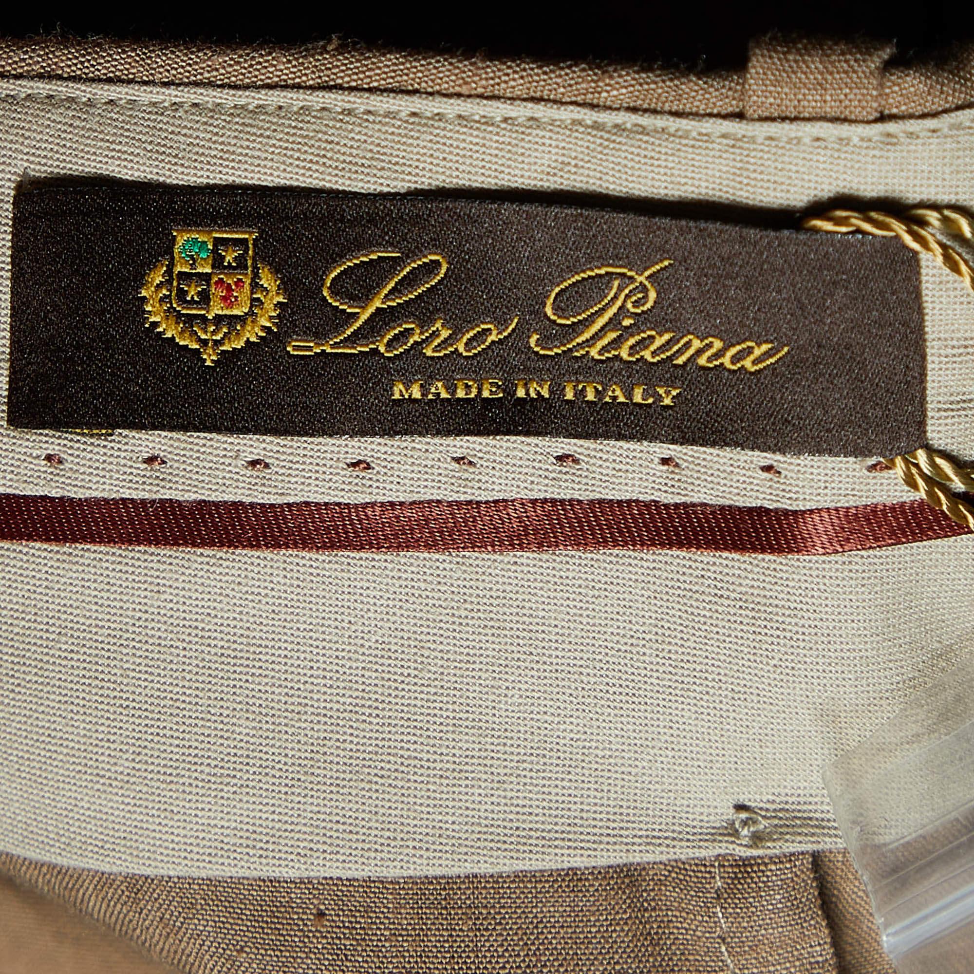 Women's Loro Piana Brown Linen Straight Fit Trousers L