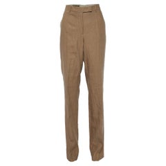 Loro Piana Brown Leinen Straight Fit Hose L