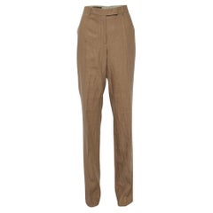 Loro Piana Brown Linen Straight Fit Trousers L