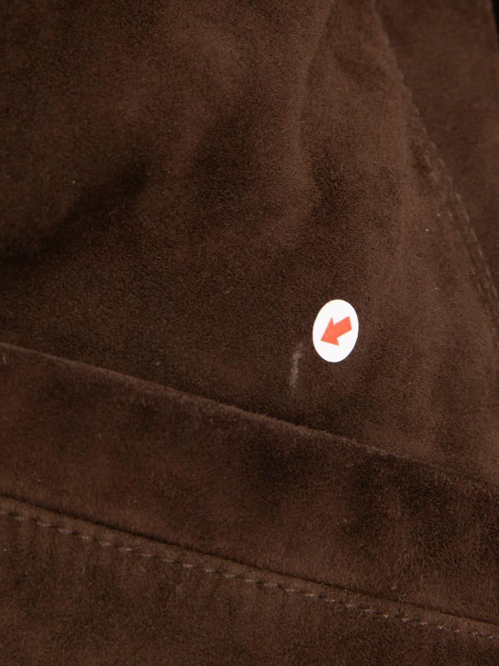 Loro Piana Brown Reindeer Suede Mink Fur Trim Coat Size XL 2