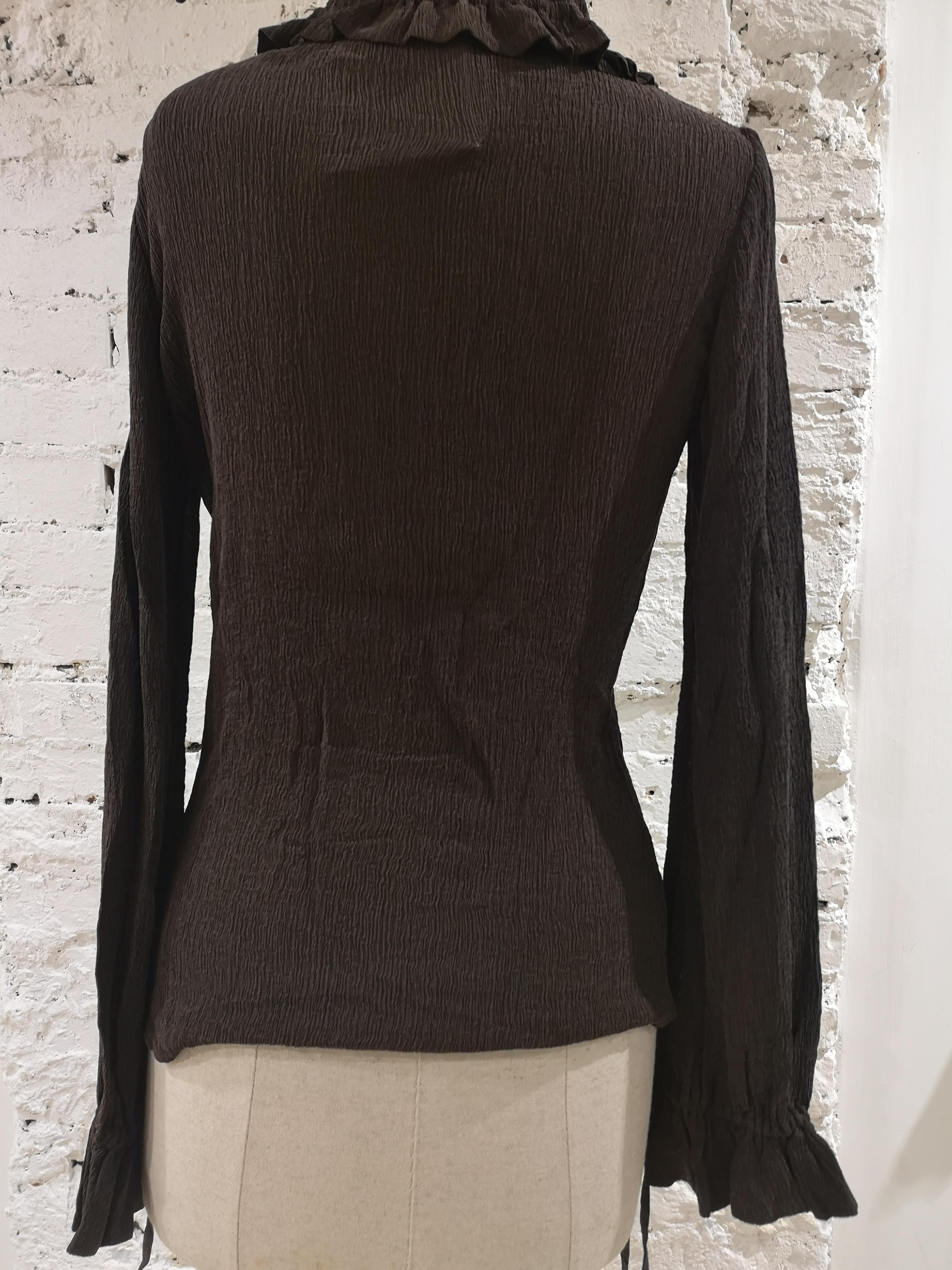 Loro Piana brown silk shirt For Sale 2