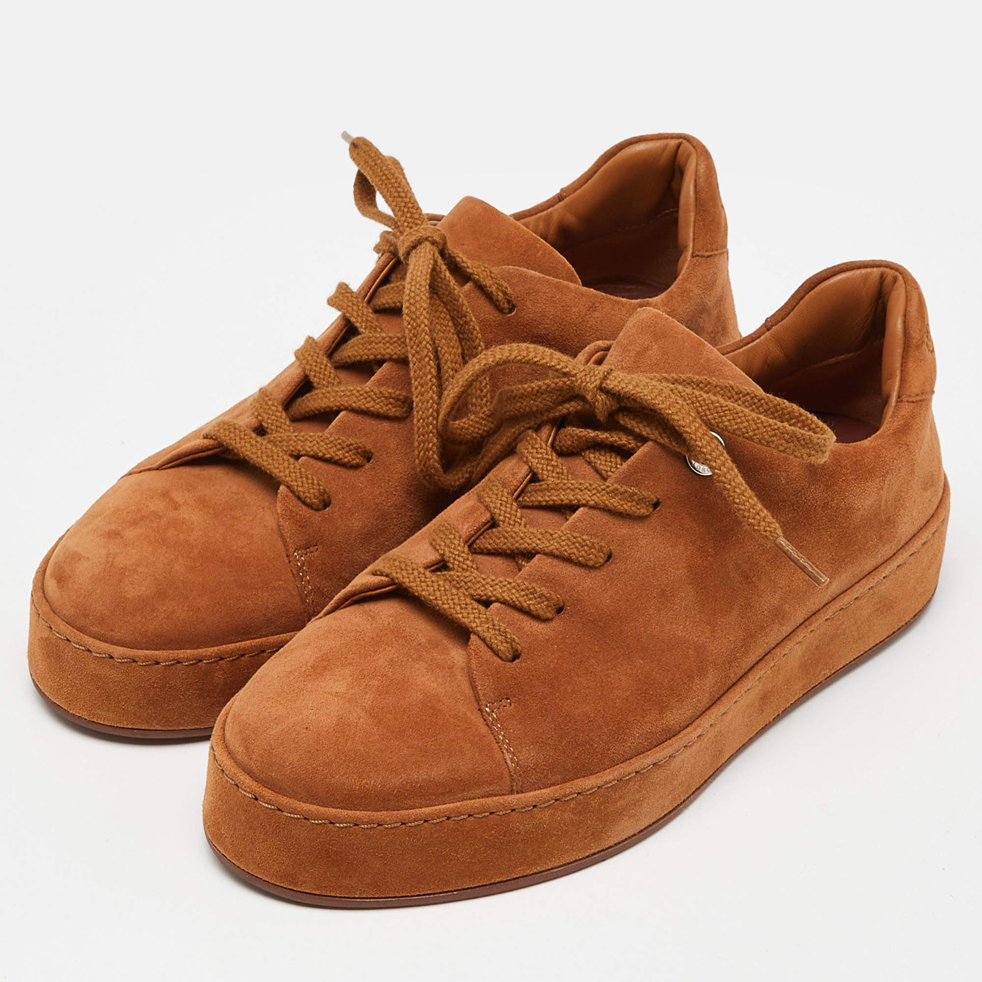 Loro Piana Brown Suede Nuages Low Top Sneakers Size 36 3
