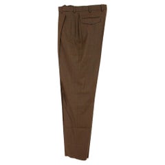 Loro Piana Brown Tasmanian Wool Classic Retro Trousers Sz 38