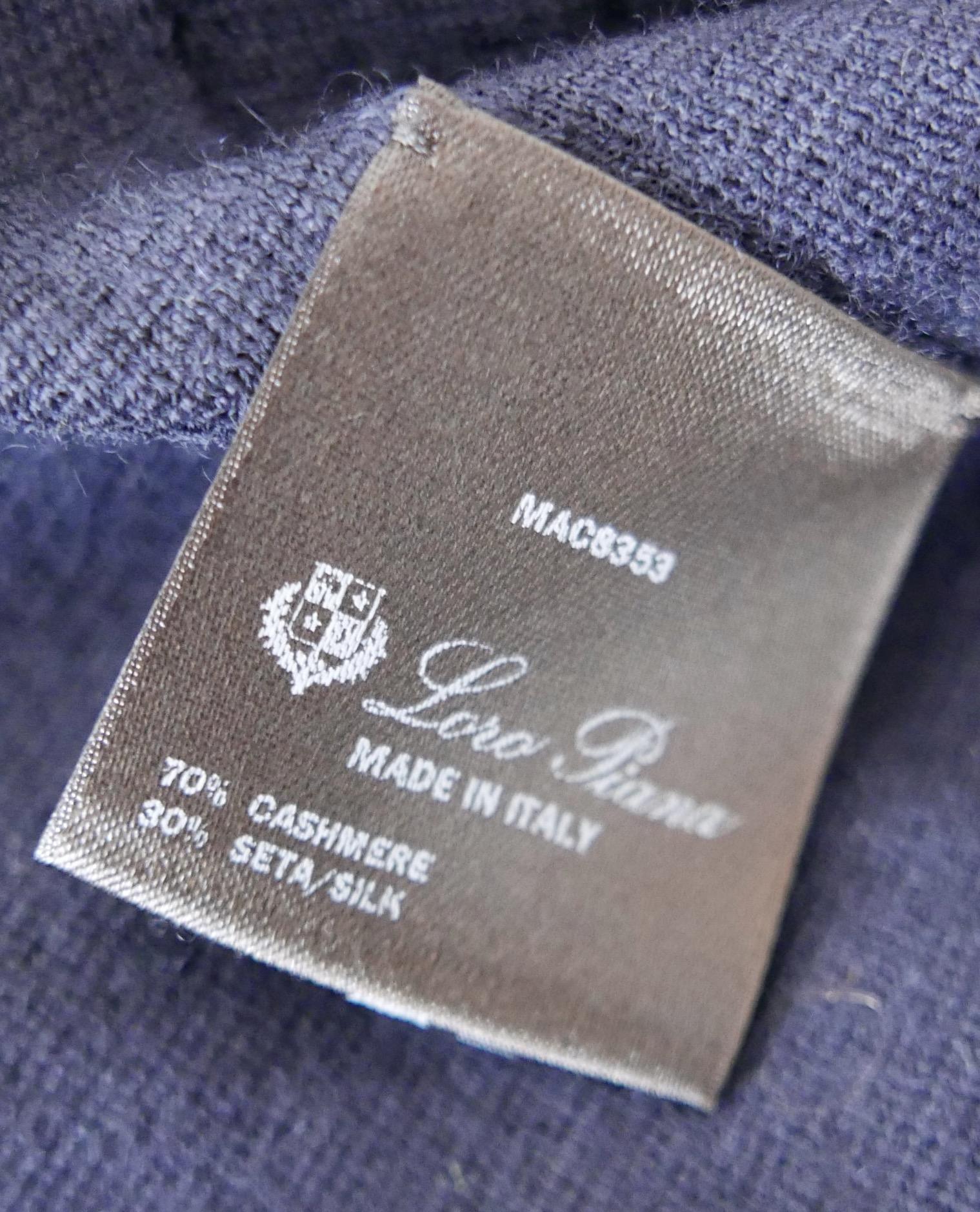 Giacca cardigan Loro Piana Burford Navy in cashmere e seta, con lacci e lacciuoli in vendita 1