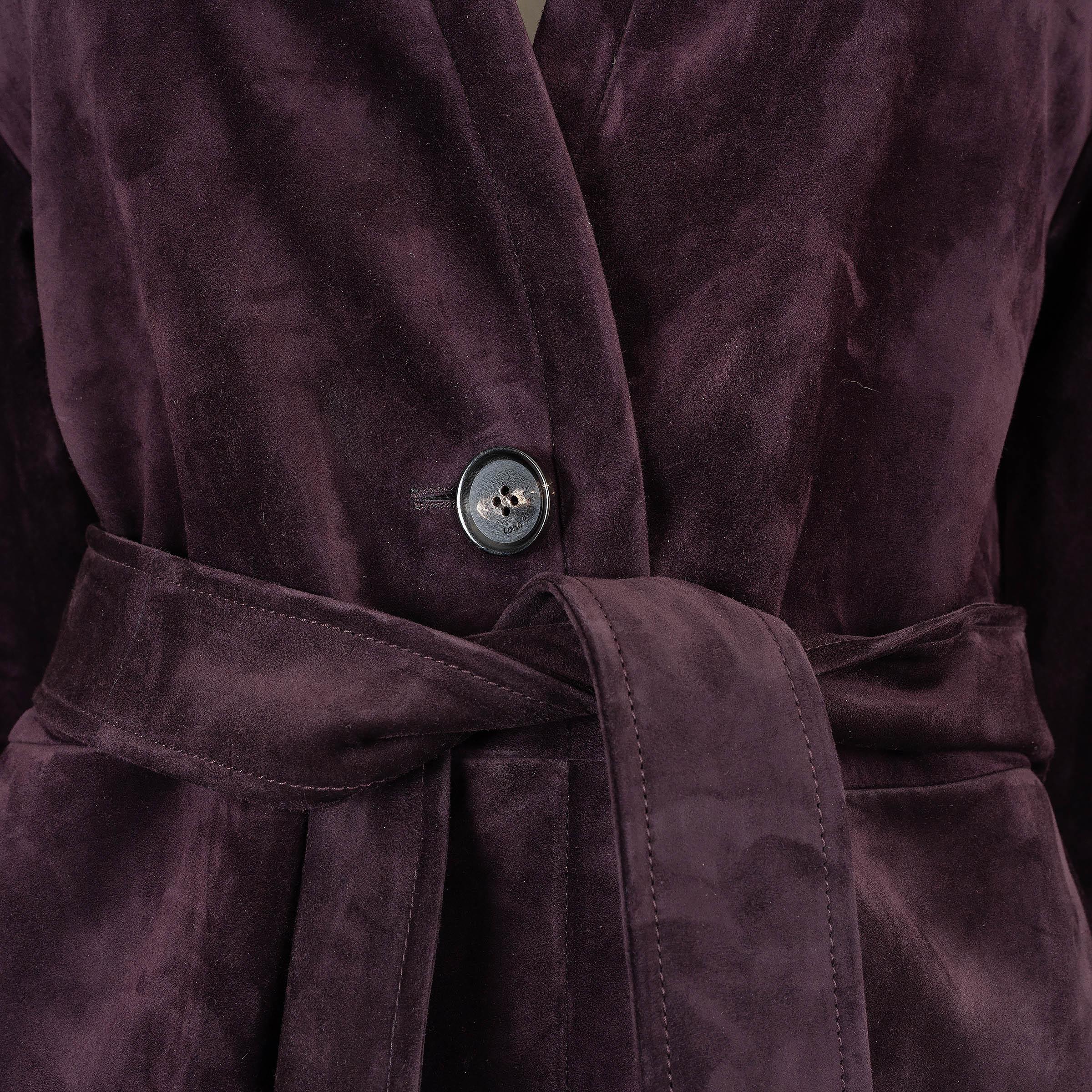 LORO PIANA burgundy 2024 PETER BELTED SUEDE Coat Jacket 40 S For Sale 1