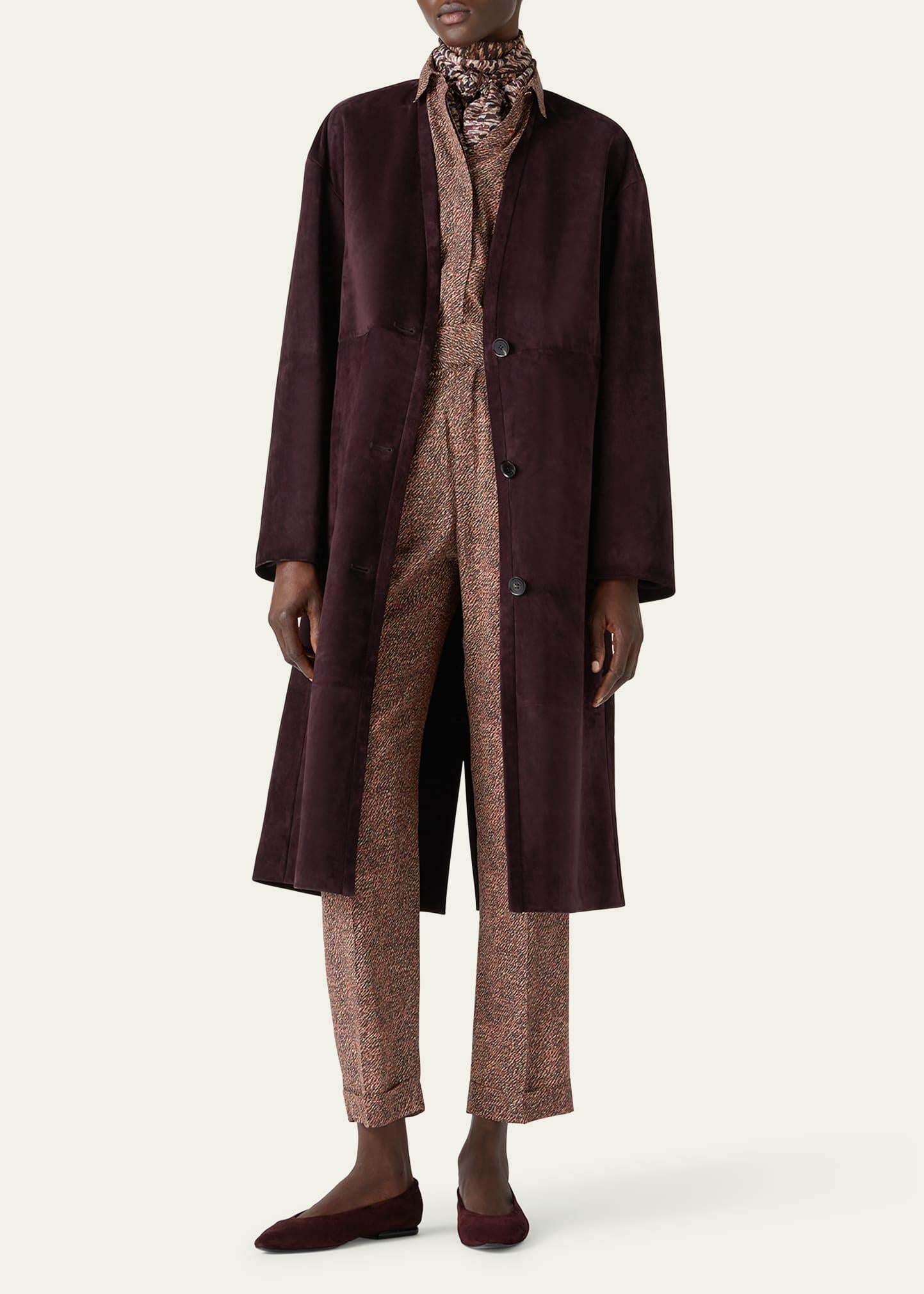 LORO PIANA burgundy 2024 PETER BELTED SUEDE Coat Jacket 40 S For Sale 3