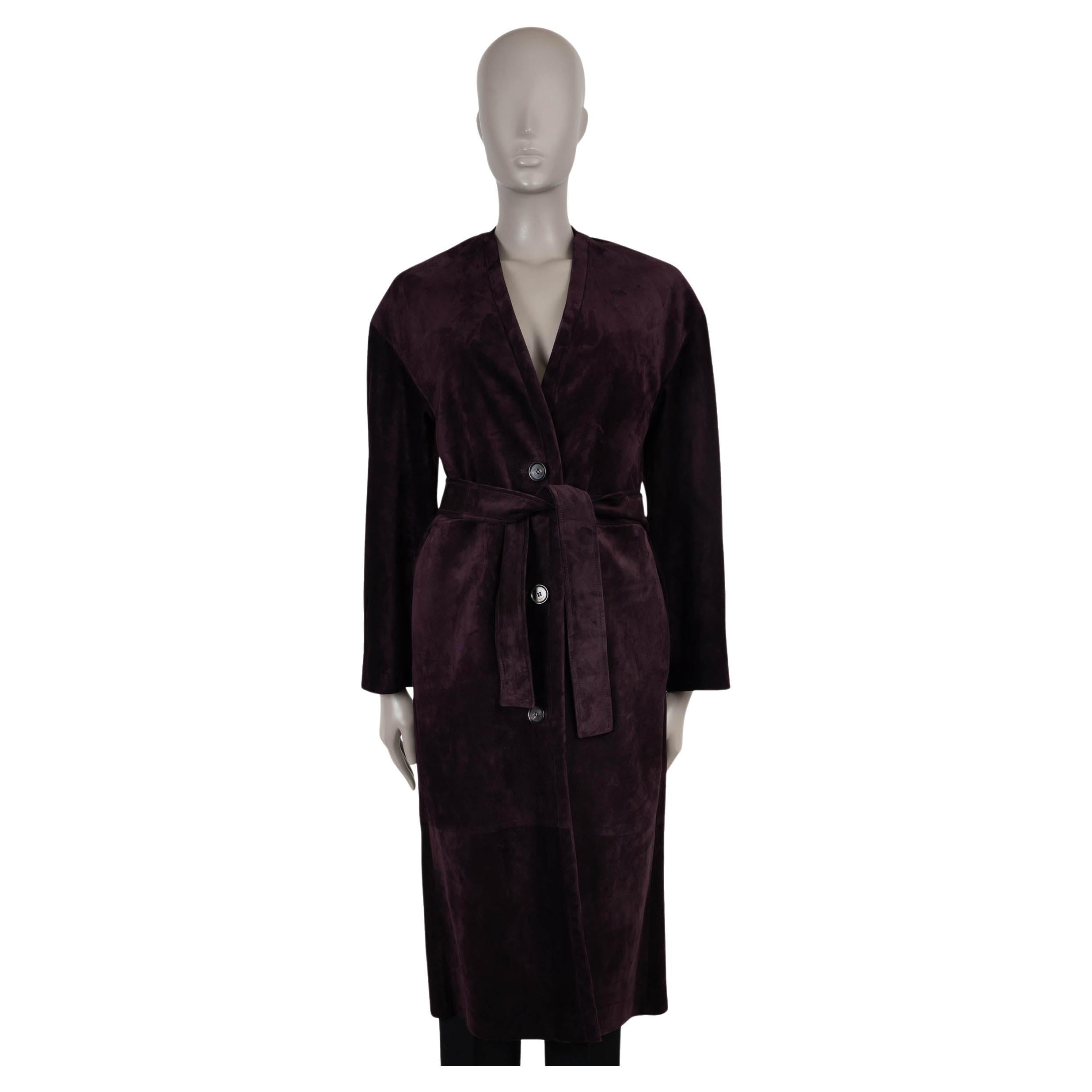 LORO PIANA burgundy 2024 PETER BELTED SUEDE Coat Jacket 40 S For Sale