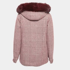Loro Piana Burgundy Cashmere Fur Trimmed Hood Icery Short Water Jacket M