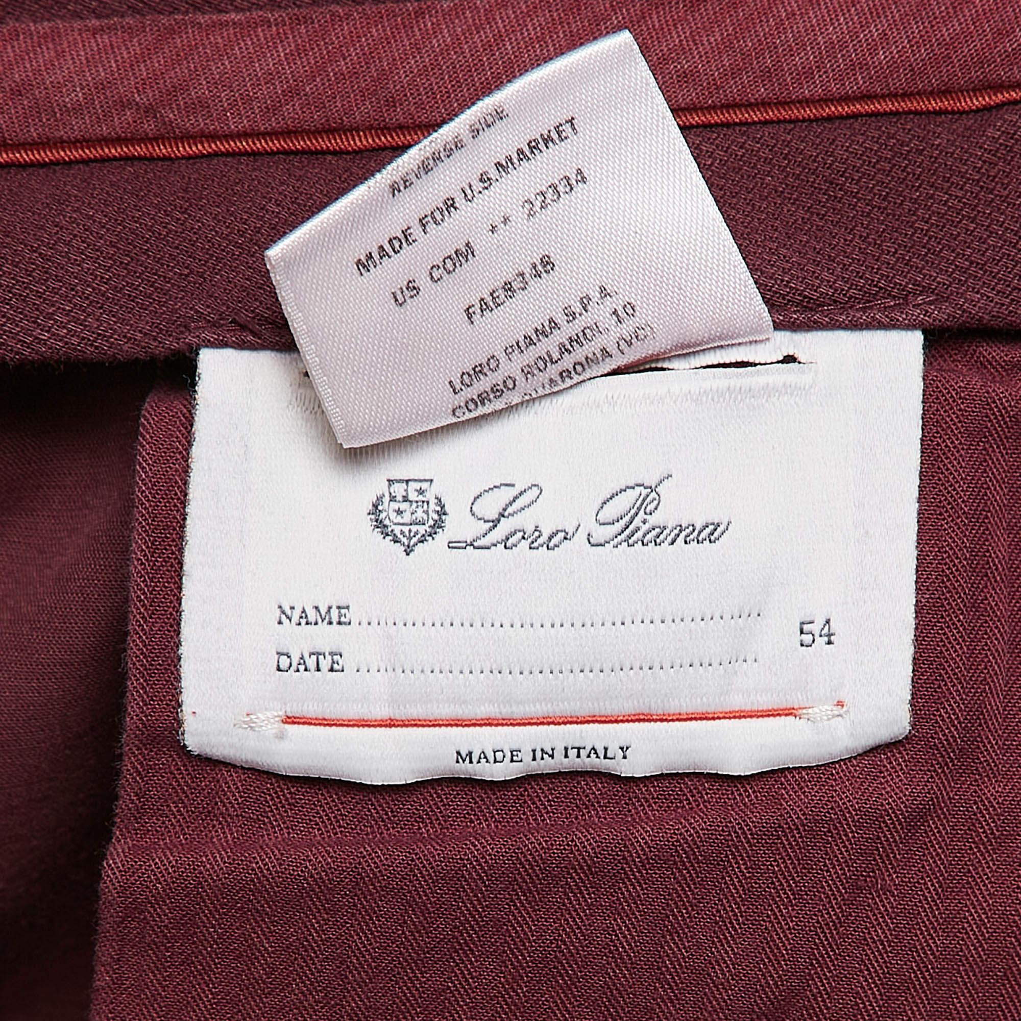 De los hombres Loro Piana Pantalones cortos chinos de algodón burdeos XXL en venta