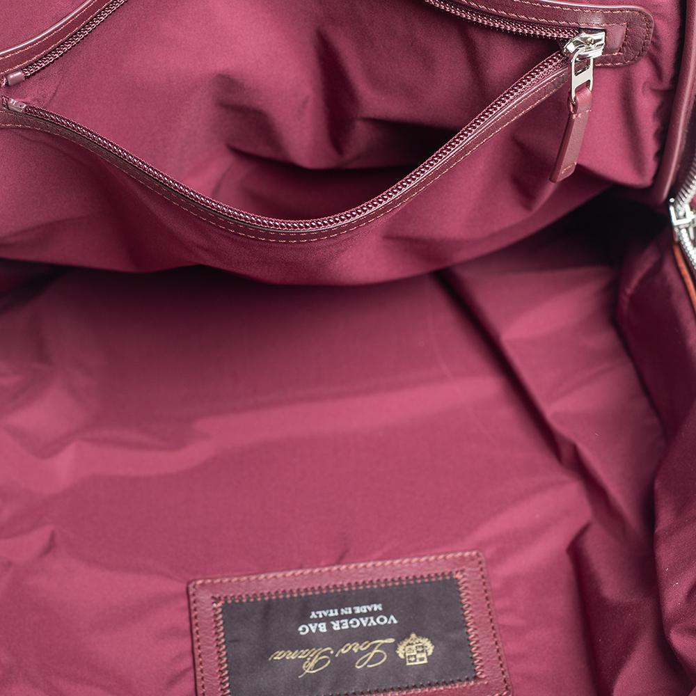 Mochila Voyager City de Loro Piana en tejido y piel burdeos 7